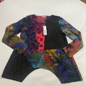 NWT Violet Ruby Top Blouse Lagenlook Stained Glass Size Medium New